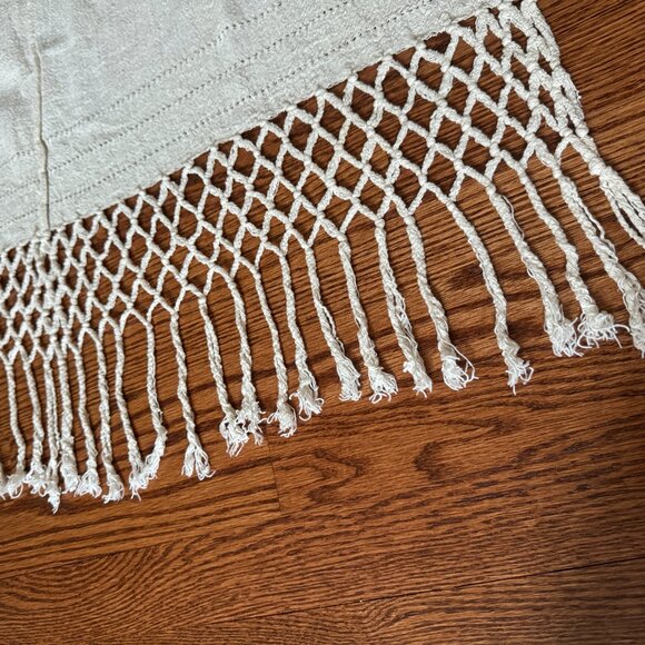 Elegant Cream Midi Skirt with Fringe - Picture 4 of 7